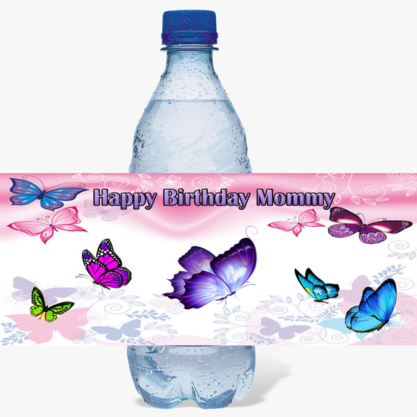 Personalized BUTTERFLY Glossy Water Bottle Labels, Party Favors,
