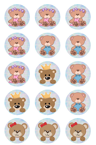 Teddy Bears Edible Print Premium Cupcake/Cookie Toppers Frosting Sheets 2 Sizes
