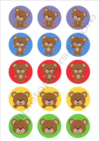 Teddy Bears Edible Print Premium Cupcake/Cookie Toppers Frosting Sheets 2 Sizes