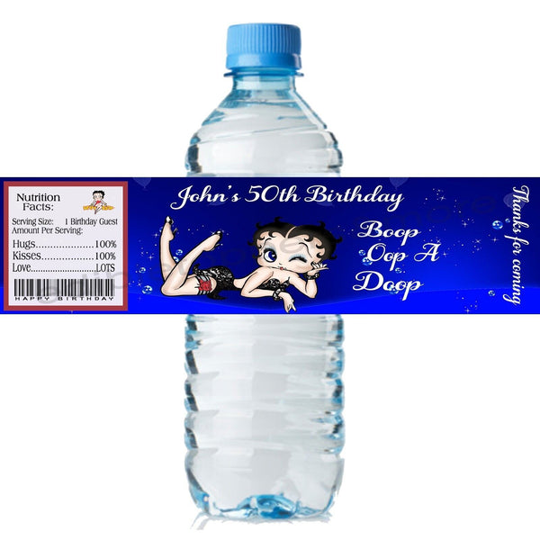 Personalized BETTY BOOP Glossy Water Bottle Labels, Party Favors