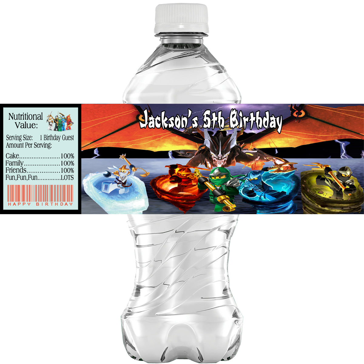 10) Personalized LEGO NINJAGO Glossy Water Bottle Labels, Party Favor – Edible Toppers & More for Free Printable Lego Water Bottle Labels