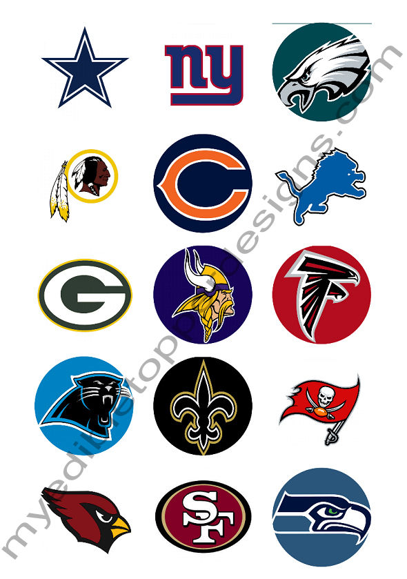 15) 2' NFL Football NFC Team Logos Edible Print Premium Cupcake/Cooki –  Edible Toppers & More