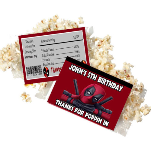 Personalized DEADPOOL Chip Candy ,popcorn , Treat Bags Party Favors