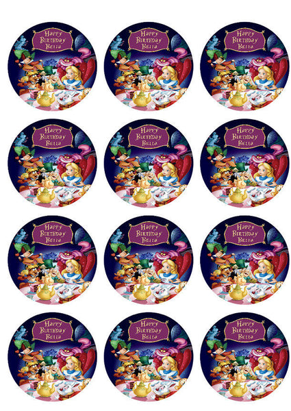 Alice in Wonderland Personalized Edible Print Premium Cake Topper Frosting Sheets 5 Sizes
