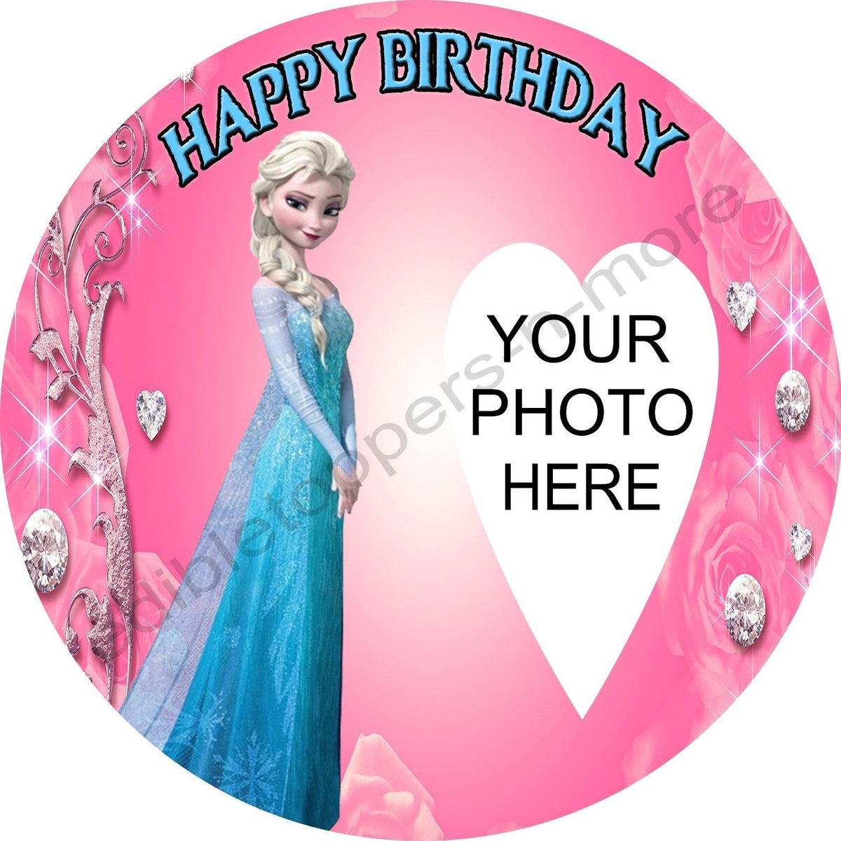 Disney Frozen Elsa Edible Birthday Cake Topper With Your Personalised  Message