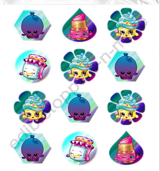 Shopkins Edible Print Premium Cupcake/Cookie Toppers Frosting Sheets 2 Sizes