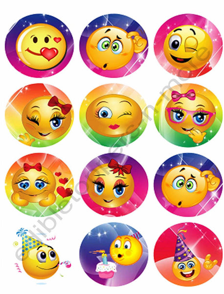 Emoji Edible Print Premium Cupcake/Cookie Toppers Frosting Sheets 2 Sizes
