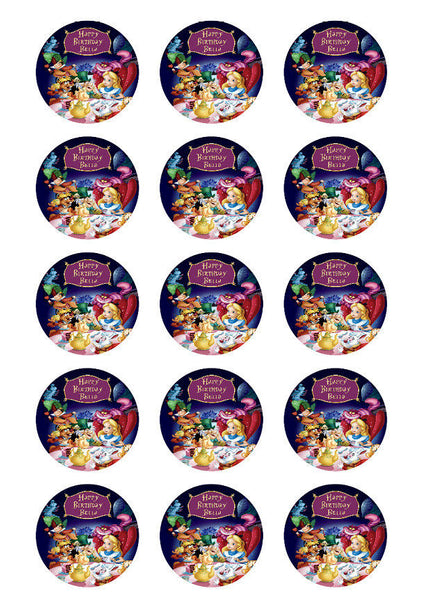 Alice in Wonderland Personalized Edible Print Premium Cake Topper Frosting Sheets 5 Sizes