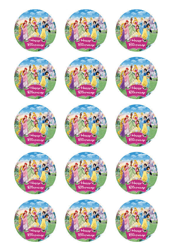 Disney Princesses Personalized Edible Print Premium Cake Toppers Frost ...