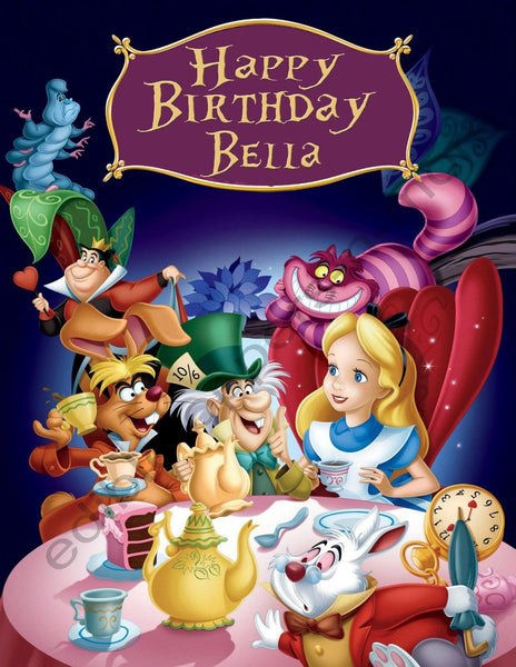 Alice in Wonderland Personalized Edible Print Premium Cake Topper Frosting Sheets 5 Sizes