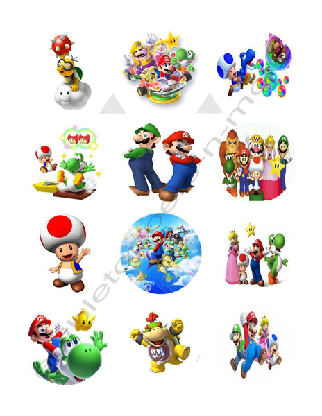 Super Mario Bros. Edible Print Premium Cupcake/Cookie Toppers Frosting Sheets 2 Sizes