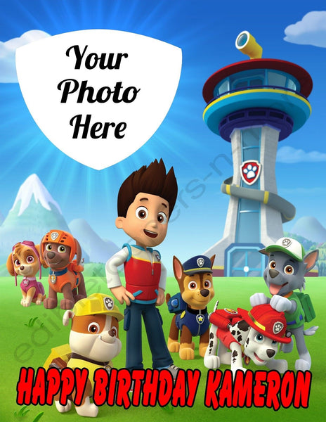 Paw Patrol Personalized Edible Print Premium Cake Topper Frosting Sheets 3 Sizes