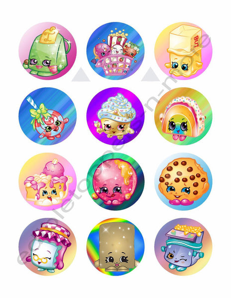 Shopkins Edible Print Premium Cupcake/Cookie Toppers Frosting Sheets 2 Sizes