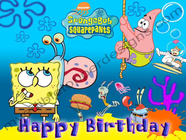 SpongeBob SquarePants Personalized Edible Print Premium Cake Topper Frosting Sheets 5 Sizes