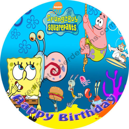 SpongeBob SquarePants Personalized Edible Print Premium Cake Topper Frosting Sheets 5 Sizes