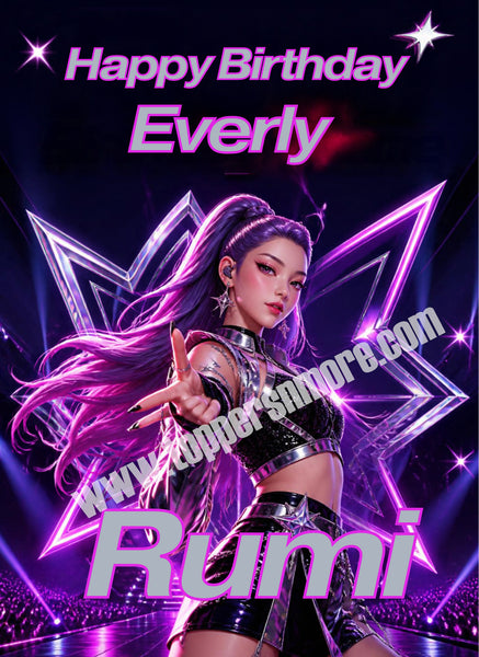 K POP Demon Hinter  Rumi Personalized Edible Print Premium Cake Toppers Frosting Sheets 5 Sizes
