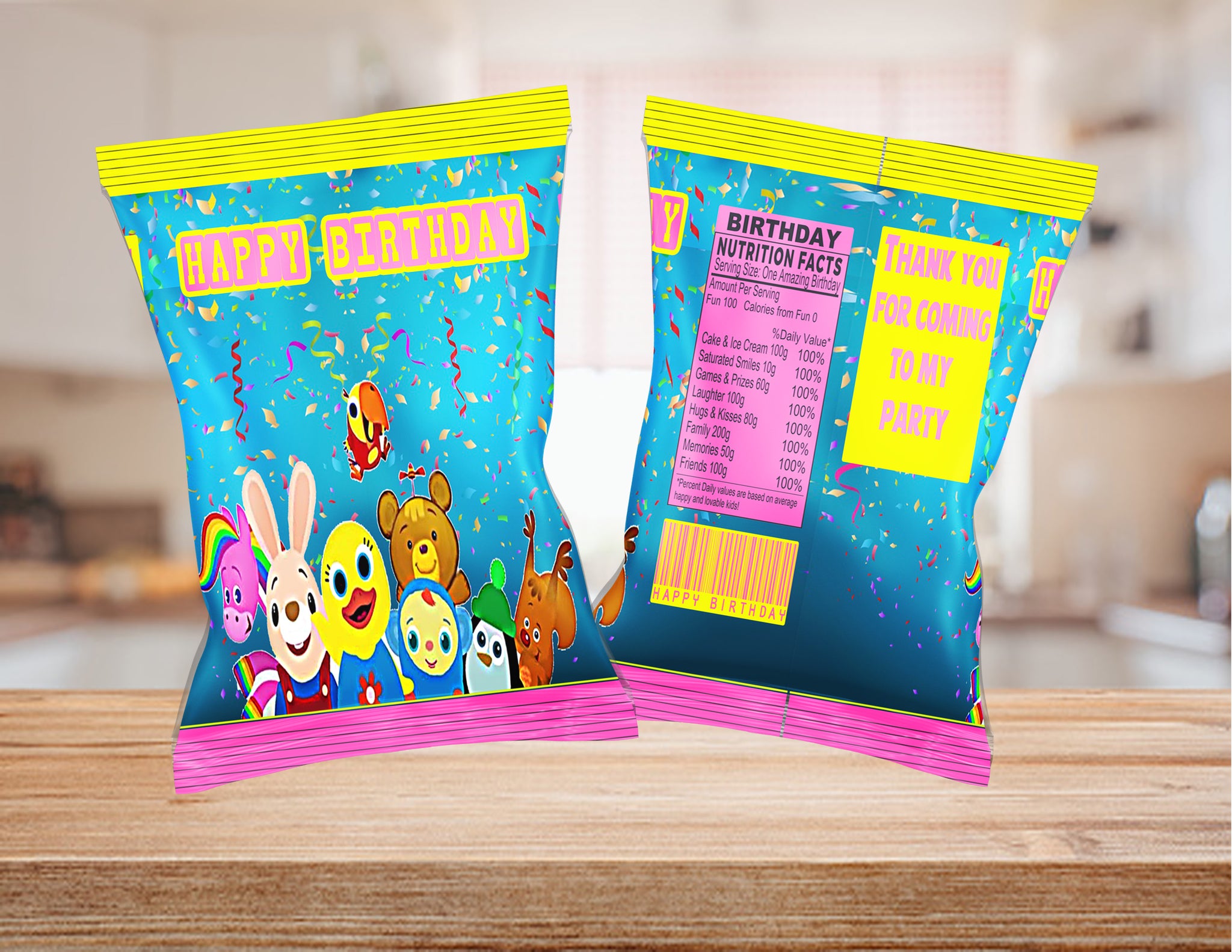 (12)Personalized BABY FIRST Chip Candy Treat Bags Party Favors Printed