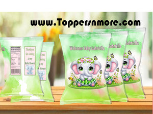  Personalized ELEPHANTS Chip Candy Treat Bags Party Favors 