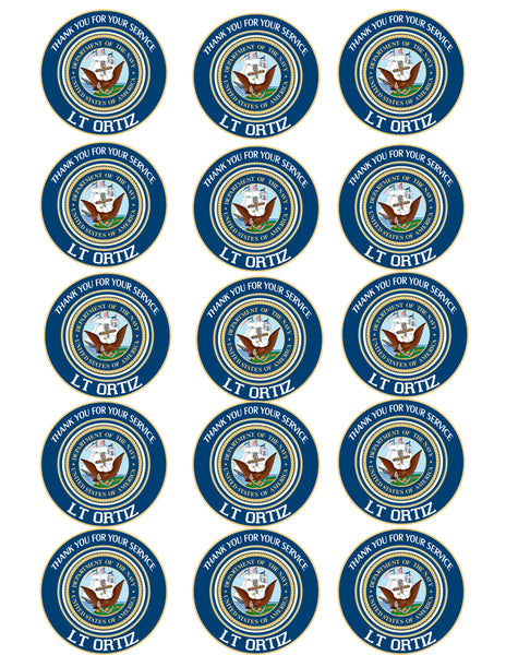 Navy  8" round & (15) 2" Cupcake Personalized Edible Print Premium Cake Toppers Frosting