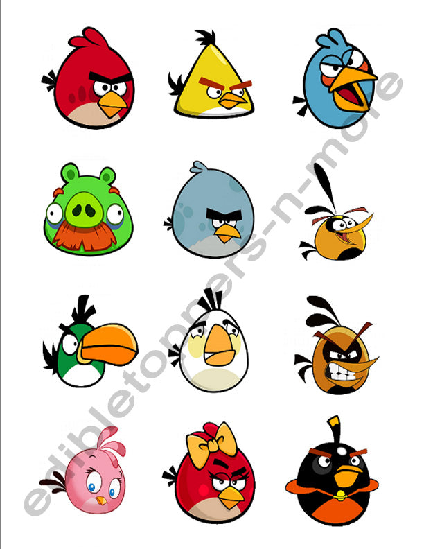Angry Birds Edible Print Premium Cupcake/Cookie Toppers Frosting Sheets 2 Sizes