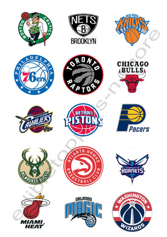 (15) 2" Eastern Conference NBA Team Logos Edible Print Premium Cupcake/Cookie Toppers