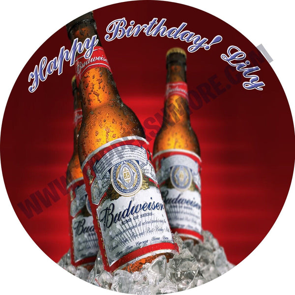 Budweiser Personalized Edible Print Premium Cake Toppers Frosting Sheets 5 Sizes