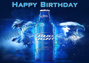 Bud Light Personalized Edible Print Premium Cake Toppers Frosting Sheets 5 Sizes