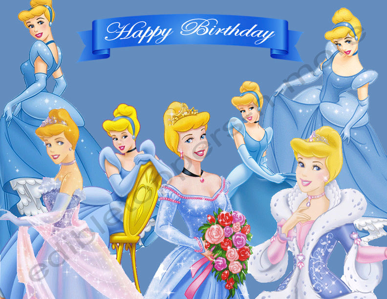 Cinderella Personalized Edible Print Premium Cake Toppers Frosting She – Edible Toppers & More for Belle Cupcake Toppers Free Printable
