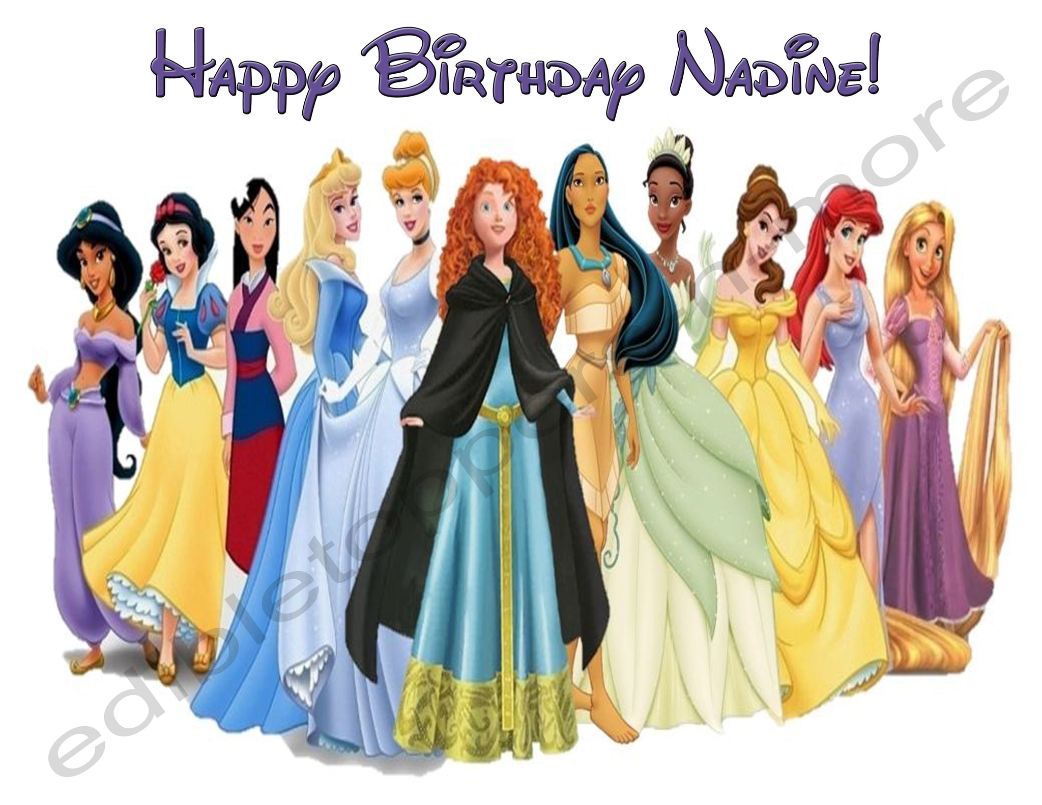 Disney Princesses Personalized Edible Print Premium Cake Toppers Frosting Sheets 5 Sizes