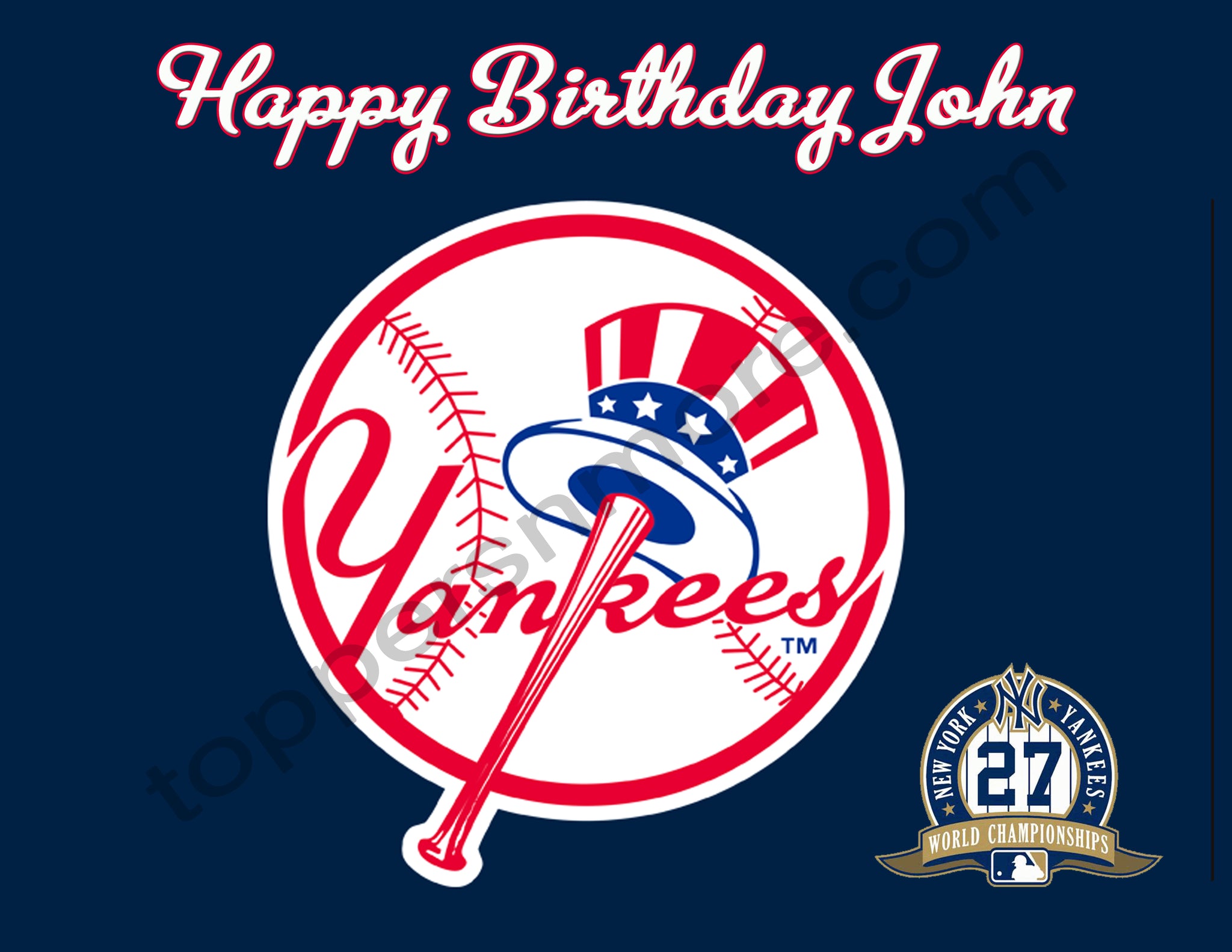NY Yankees Personalized Edible Print Premium Cake Topper Frosting