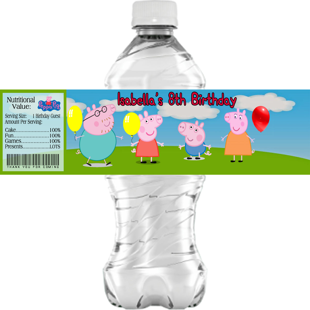 (10) Personalized PEPPA PIG Glossy Water Bottle Labels, Party Favors ...