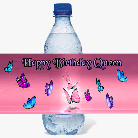  Personalized BUTTERFLY Glossy Water Bottle Labels, Party Favors,