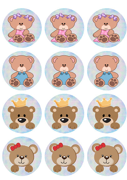 Teddy Bears Edible Print Premium Cupcake/Cookie Toppers Frosting Sheets 2 Sizes