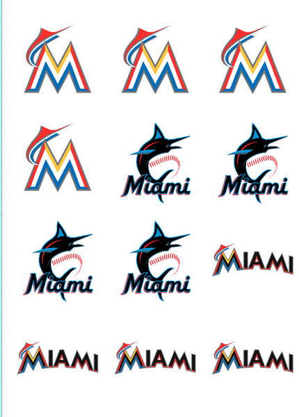 Miami Marlins Edible Print Premium Cupcake/Cookie Toppers Frosting Sheets 2 Sizes