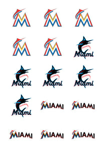 Miami Marlins Edible Print Premium Cupcake/Cookie Toppers Frosting Sheets 2 Sizes
