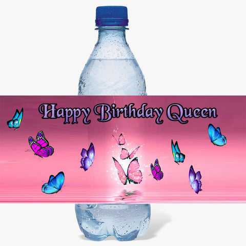 (10) Personalized BUTTERFLY Glossy Water Bottle Labels, Party Favors, 2 Sizes