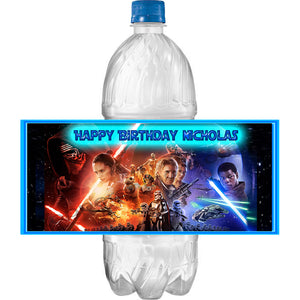 (10) Personalized STAR WARS Glossy Water Bottle Labels, Party Favors, 2 Sizes