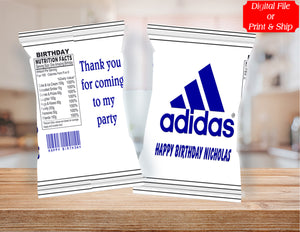 (12) Personalized ADIDAS LOGO Chip Candy Treat Bags Party Favors Printed or D. File