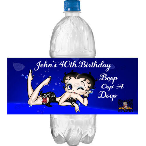 (10) Personalized BETTY BOOP Glossy Water Bottle Labels, Party Favors, 2 Sizes