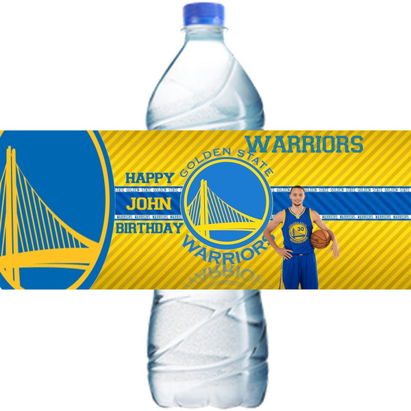 (10) Personalized GOLDEN STATE WARRIORS STEPH CURRY Glossy Water Bottle Labels, Party Favors, 2 Sizes