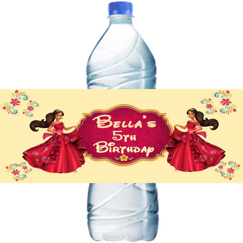 (10) Personalized ELENA of AVALOR Glossy Water Bottle Labels, Party Favors, 2 Sizes
