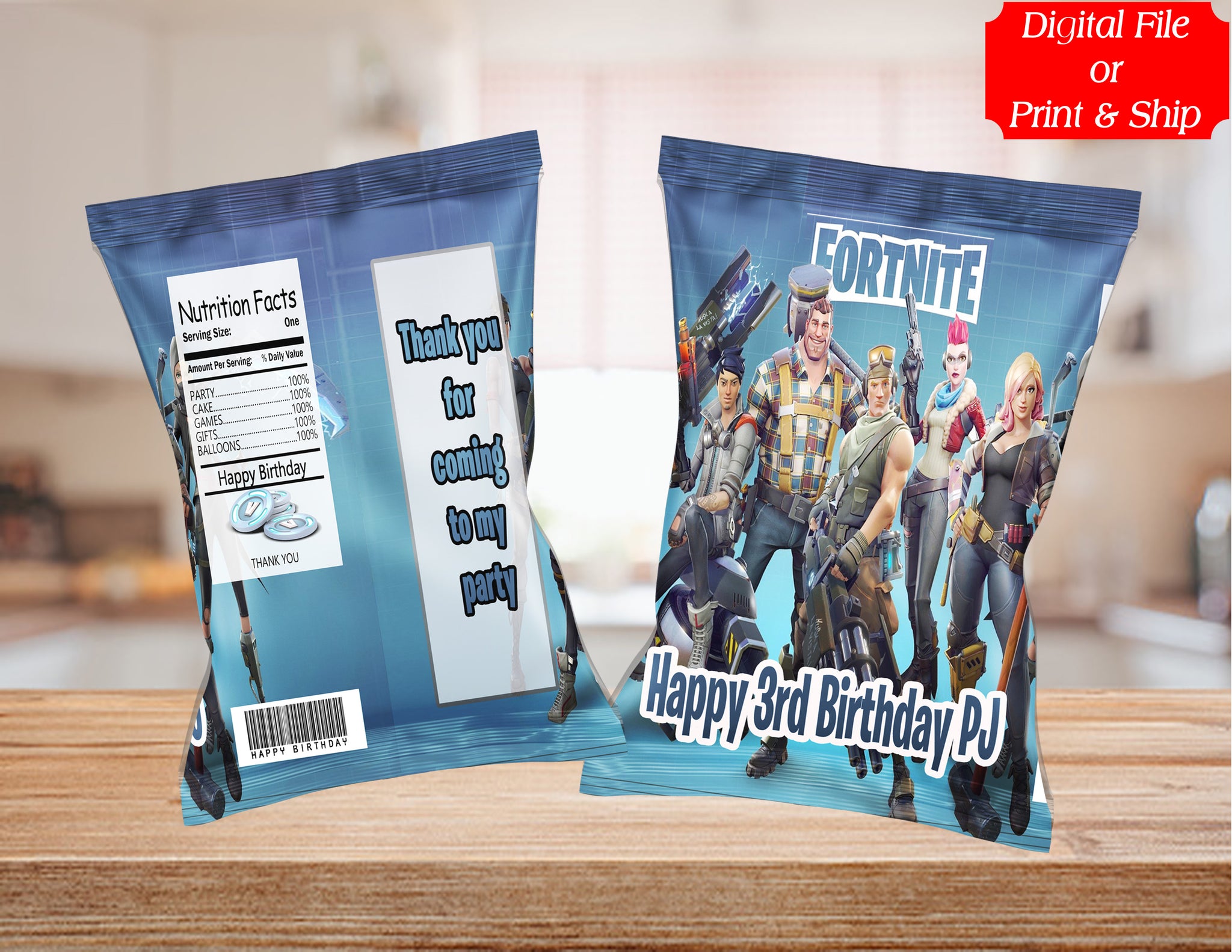 (12) Personalized GAMING Chip Candy Treat Bags Party Favors Printed or D. File