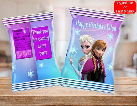 (12) Personalized DISNEY'S FROZEN Chip Candy Treat Bags Party Favors Printed or D. File