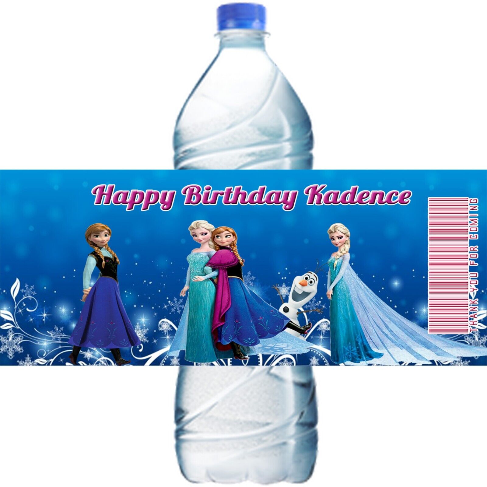 (10) Personalized DISNEY'S FROZEN Glossy Water Bottle Labels, Party Favors, 2 Sizes