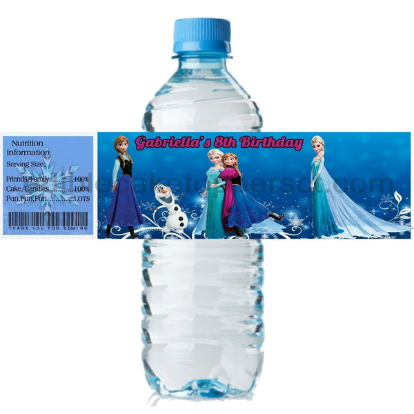 (10) Personalized DISNEY'S FROZEN Glossy Water Bottle Labels, Party Favors, 2 Sizes