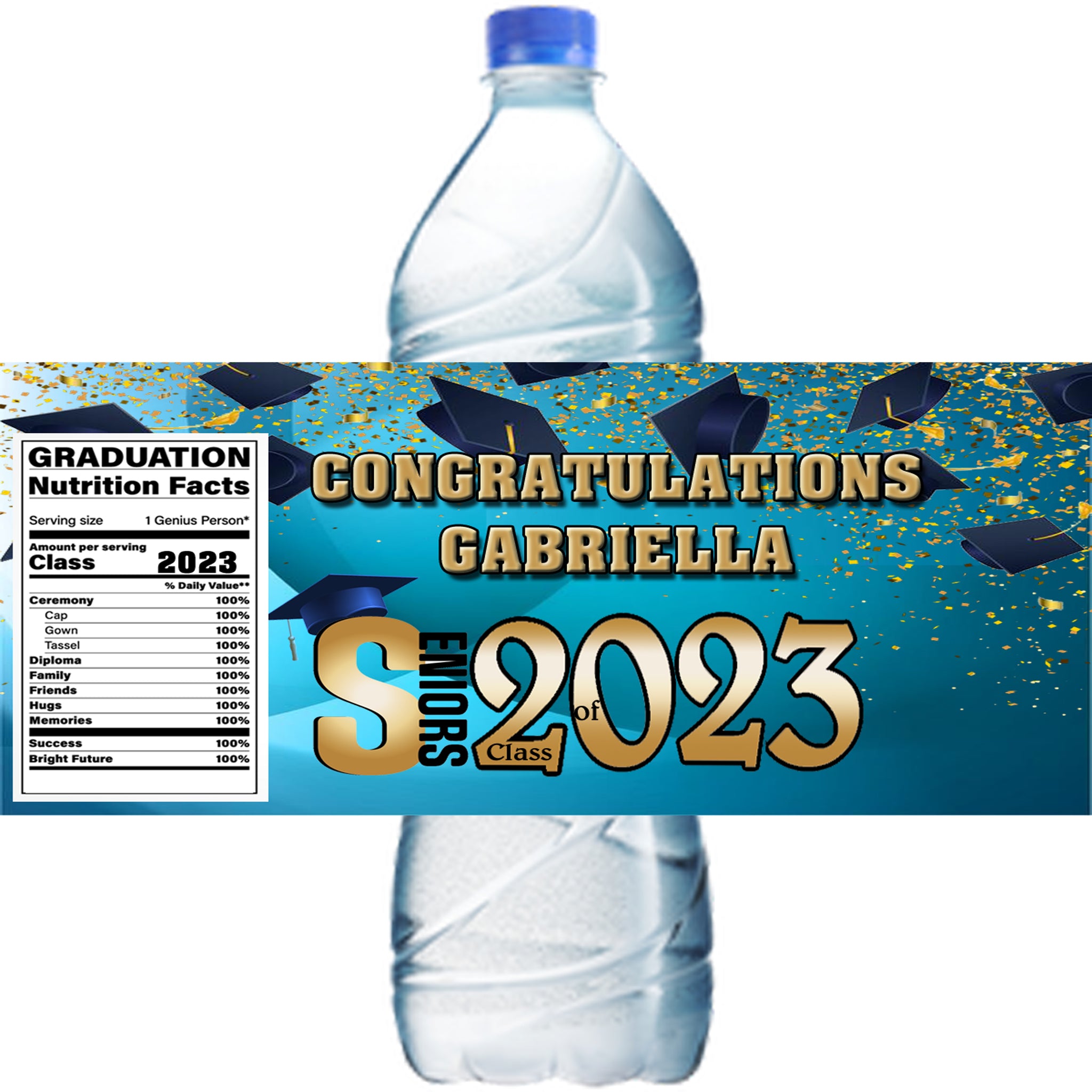 (10) Personalized GRADUATION Glossy Water Bottle Labels, Party Favors, 2 Sizes
