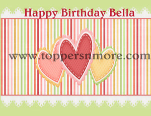 Hearts Personalized Edible Print Premium Cake Toppers Frosting Sheets 5 Sizes