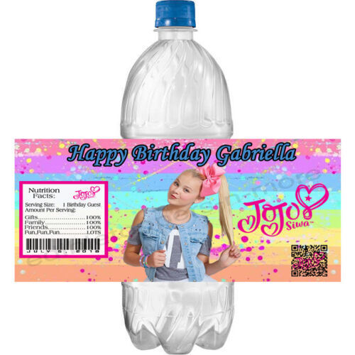 (10) Personalized JOJO SIWA Glossy Water Bottle Labels, Party Favors, 2 Sizes