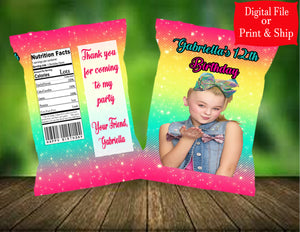 (12) Personalized JOJO SIWA Chip Candy Treat Bags Party Favors Printed or D. File