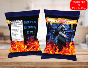 (12) Personalized MICHAEL MYERS HALLOWEEN Chip Candy Treat Bags Party Favors Printed or D. File
